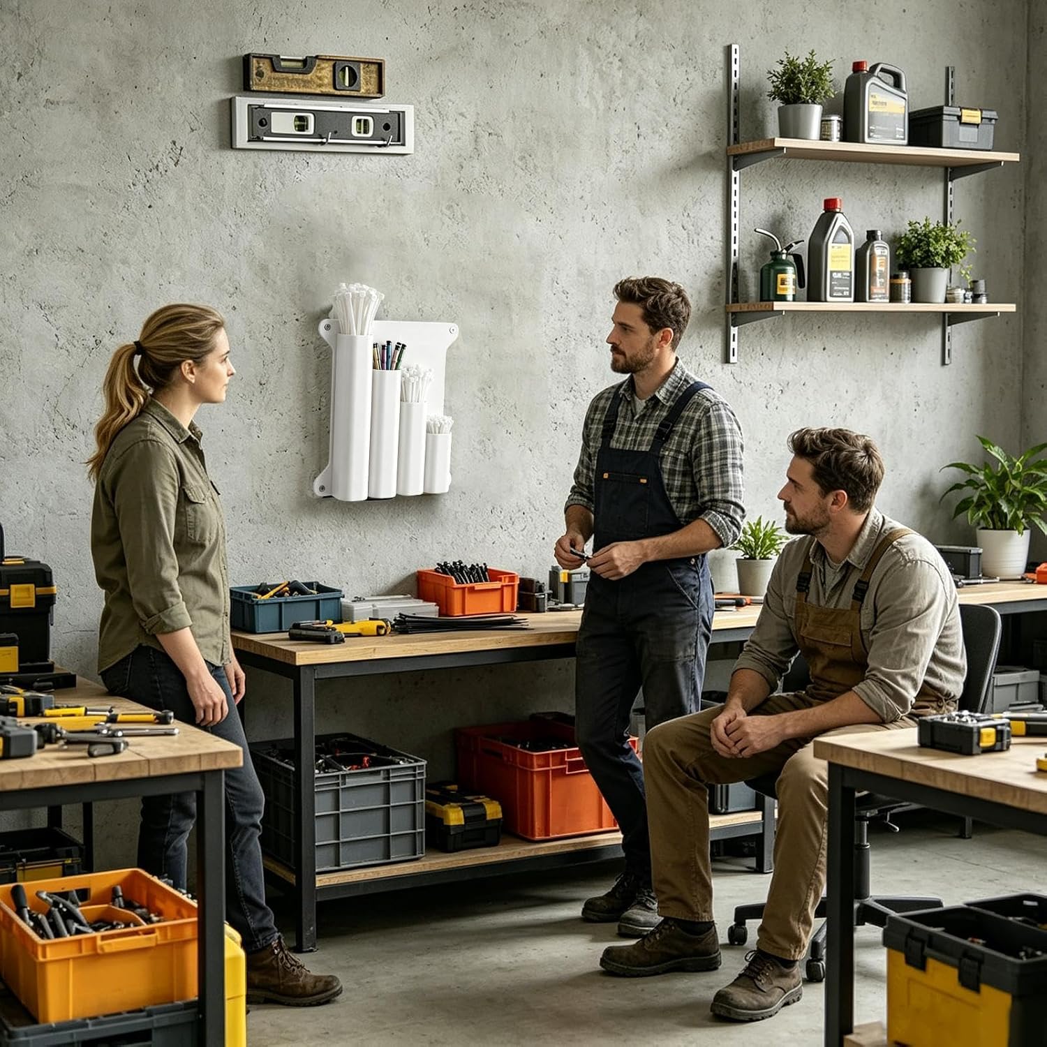 Genérico Support Mural Pour Serre-câbles – Organisateur Mural à 4 Poches Avec Support Lourd – Rangement Pour Garage, Atelier, Maison – Pour Maison, Bureau, Atelier, Cuisine, Armoire, Abri De Jardin, T