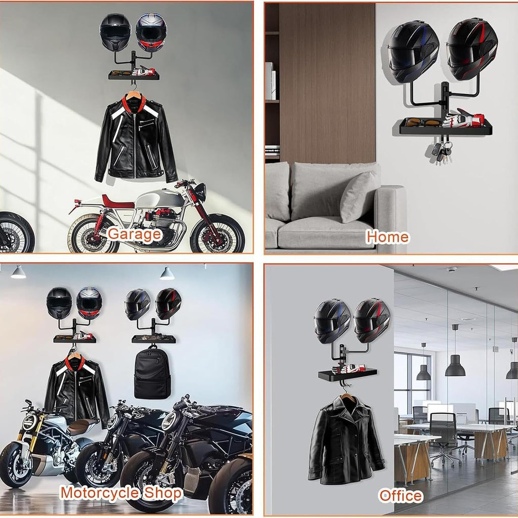  Générique Motorcycle Helmet Wall Mount Rack, Metal Display Hook For Garage Storage, Wall-Mounted Holder For Safety Gear, Riding Helmet Organizer For Dirt Bike Riders Club And Home Use