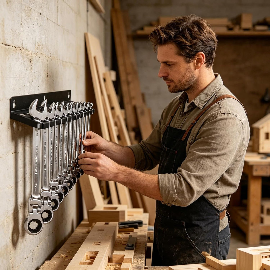  Générique Support Pour Clés,Support Mural En Fer Avec 12 Emplacements De Grande Capacité | Mural Pour Clés - Pour Tournevis Hexagonaux Cliquet Cutter Ciseaux Maison Garage Atelier Espace Travail Coin
