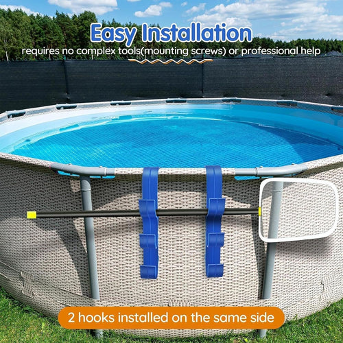 GENERIC Crochets Pour équipement De Piscine, Support De Rangement Réglable à 3 Crochets | Support De Filet Pour Feuilles De Piscine, Râteaux à Feuilles, épuisettes, Brosses, écumoire, Tuyau D'aspiration